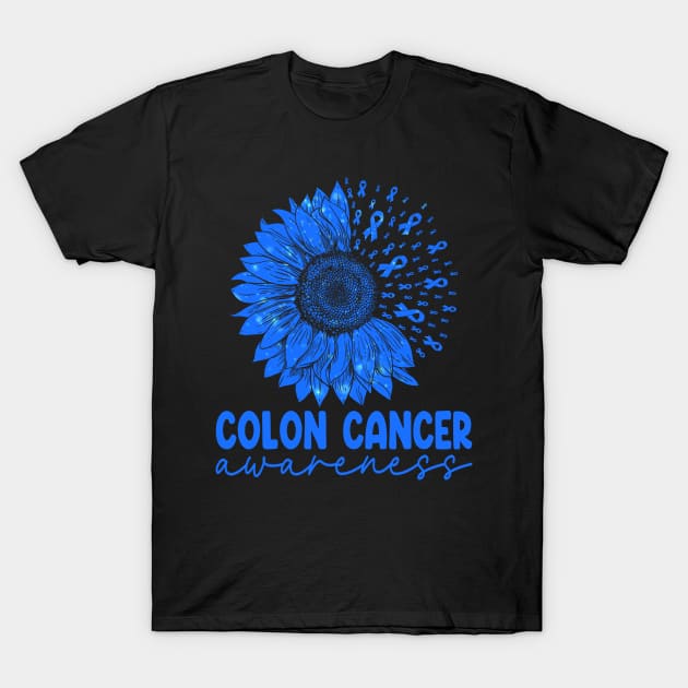 We Wear Blue Colon Cancer Awareness T-Shirt by Petra and Imata